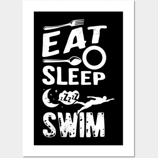 Swimming Eat Sleep creative graphic art Posters and Art